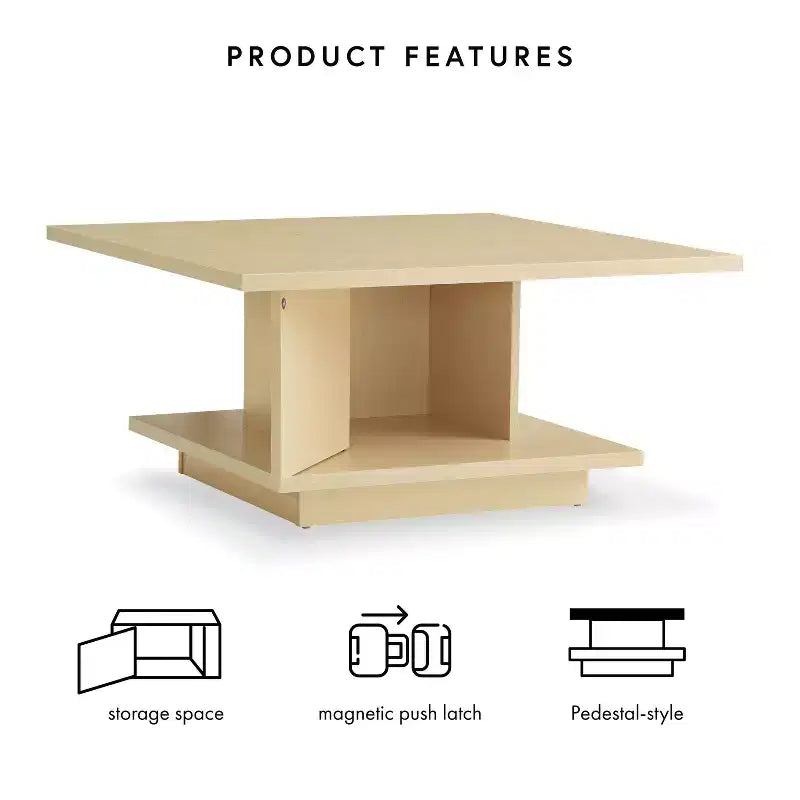 Table basse carrée contemporaine 24/7 Shop At Home Traci 31 avec rangement dissimulé