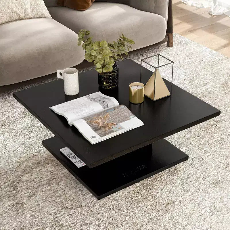 Table basse carrée contemporaine 24/7 Shop At Home Traci 31 avec rangement dissimulé