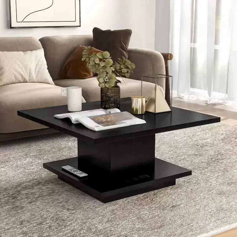 Table basse carrée contemporaine 24/7 Shop At Home Traci 31 avec rangement dissimulé