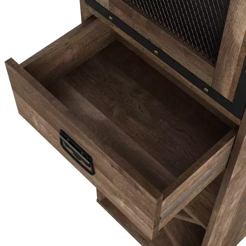 miBasics Meuble tour 1 tiroir de style campagnard Stormquiet avec casier à vin et étagères