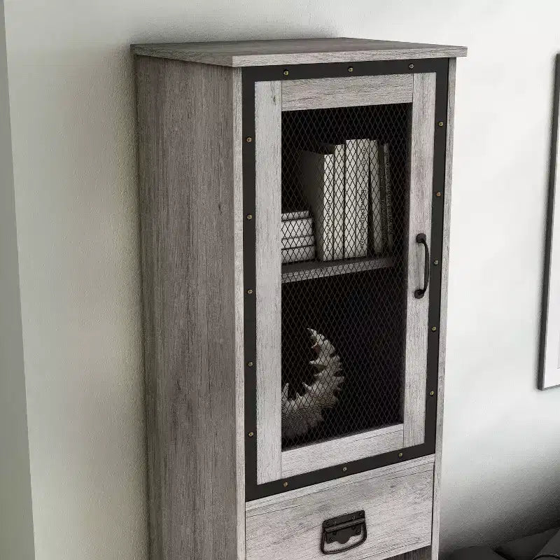 miBasics Meuble tour 1 tiroir de style campagnard Stormquiet avec casier à vin et étagères