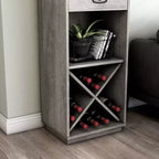 miBasics Meuble tour 1 tiroir de style campagnard Stormquiet avec casier à vin et étagères