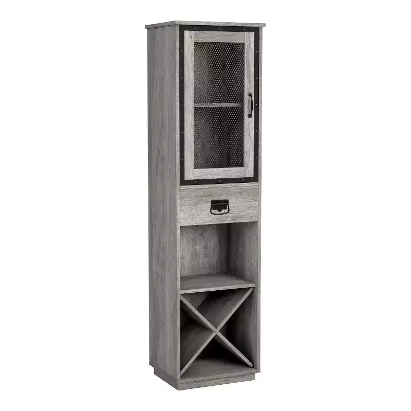 miBasics Meuble tour 1 tiroir de style campagnard Stormquiet avec casier à vin et étagères