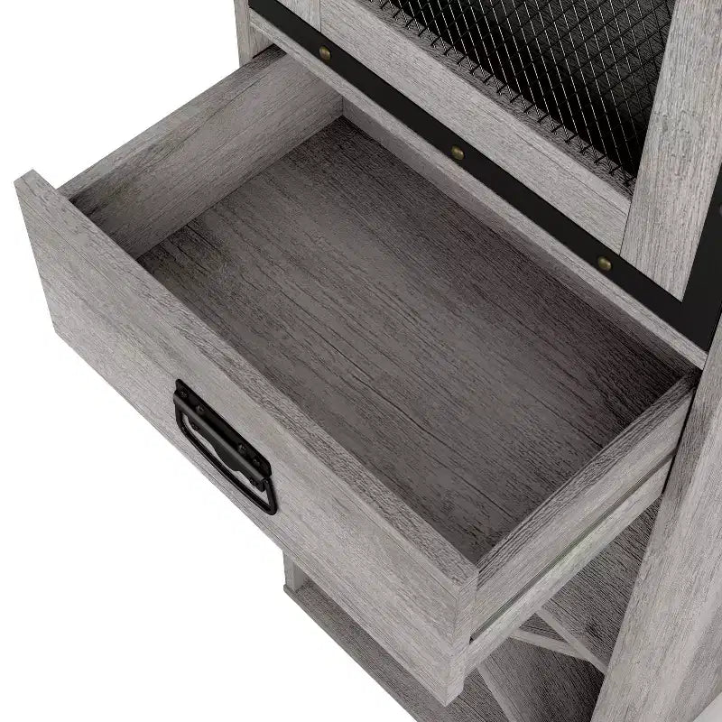 miBasics Meuble tour 1 tiroir de style campagnard Stormquiet avec casier à vin et étagères