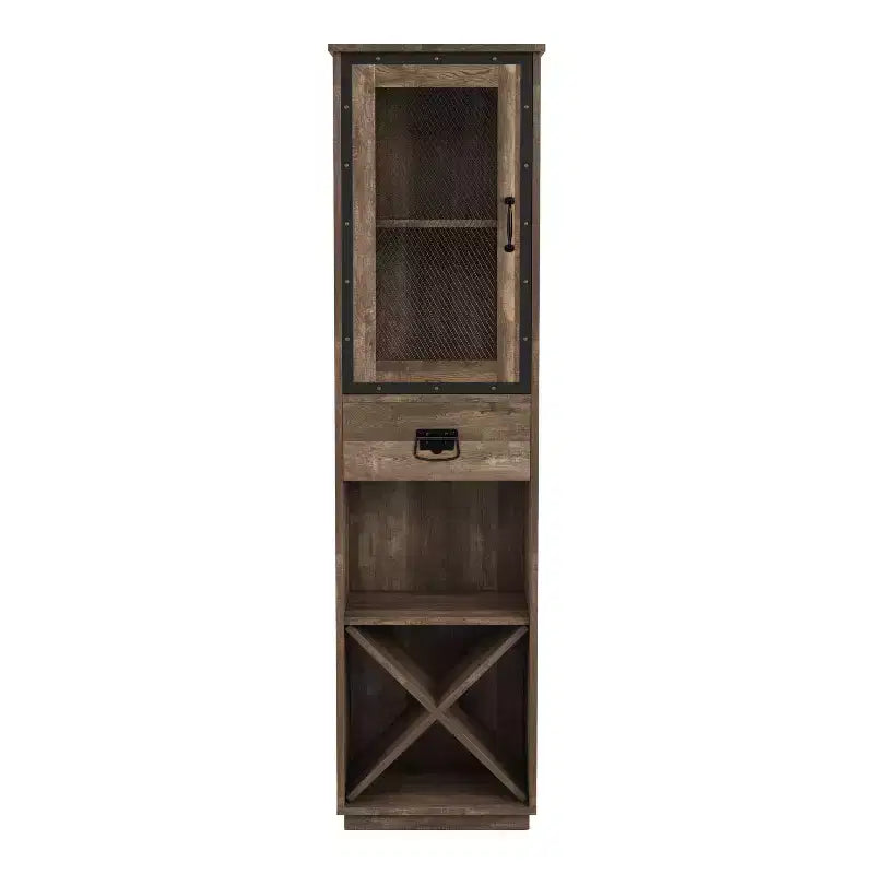 miBasics Meuble tour 1 tiroir de style campagnard Stormquiet avec casier à vin et étagères