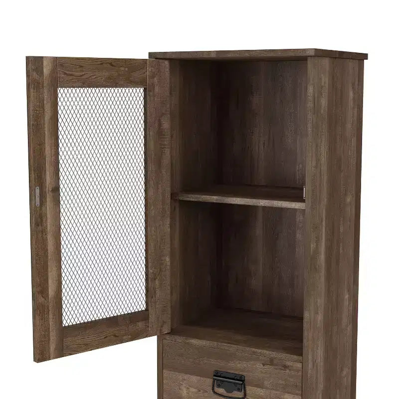 miBasics Meuble tour 1 tiroir de style campagnard Stormquiet avec casier à vin et étagères