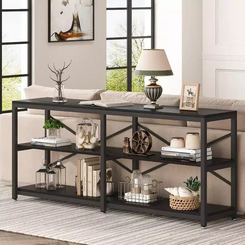Tribesigns Grande console de 180 cm, table d'entrée/couloir à 3 niveaux