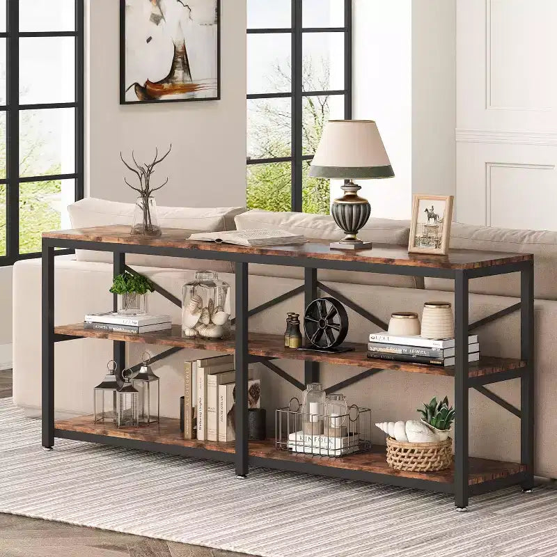 Tribesigns Grande console de 180 cm, table d'entrée/couloir à 3 niveaux