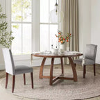 Nicola Table à manger ronde moderne du milieu du siècle en bois massif 54 po|HULALA HOME