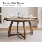 Nicola Table à manger ronde moderne du milieu du siècle en bois massif 54 po|HULALA HOME