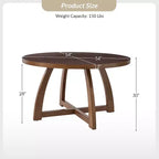 Nicola Table à manger ronde moderne du milieu du siècle en bois massif 54 po|HULALA HOME