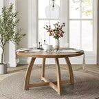 Nicola Table à manger ronde moderne du milieu du siècle en bois massif 54 po|HULALA HOME