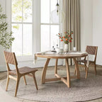 Nicola Table à manger ronde moderne du milieu du siècle en bois massif 54 po|HULALA HOME