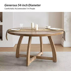 Nicola Table à manger ronde moderne du milieu du siècle en bois massif 54 po|HULALA HOME