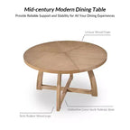 Nicola Table à manger ronde moderne du milieu du siècle en bois massif 54 po|HULALA HOME