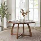 Nicola Table à manger ronde moderne du milieu du siècle en bois massif 54 po|HULALA HOME