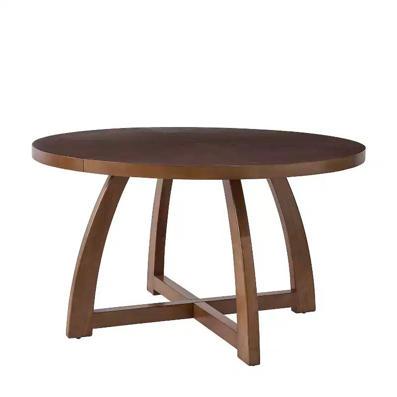 Nicola Table à manger ronde moderne du milieu du siècle en bois massif 54 po|HULALA HOME