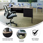 Bureau simple piédestal Flash Furniture Cambridge de qualité commerciale avec tiroirs verrouillables et cadre métallique
