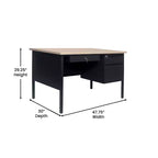 Bureau simple piédestal Flash Furniture Cambridge de qualité commerciale avec tiroirs verrouillables et cadre métallique