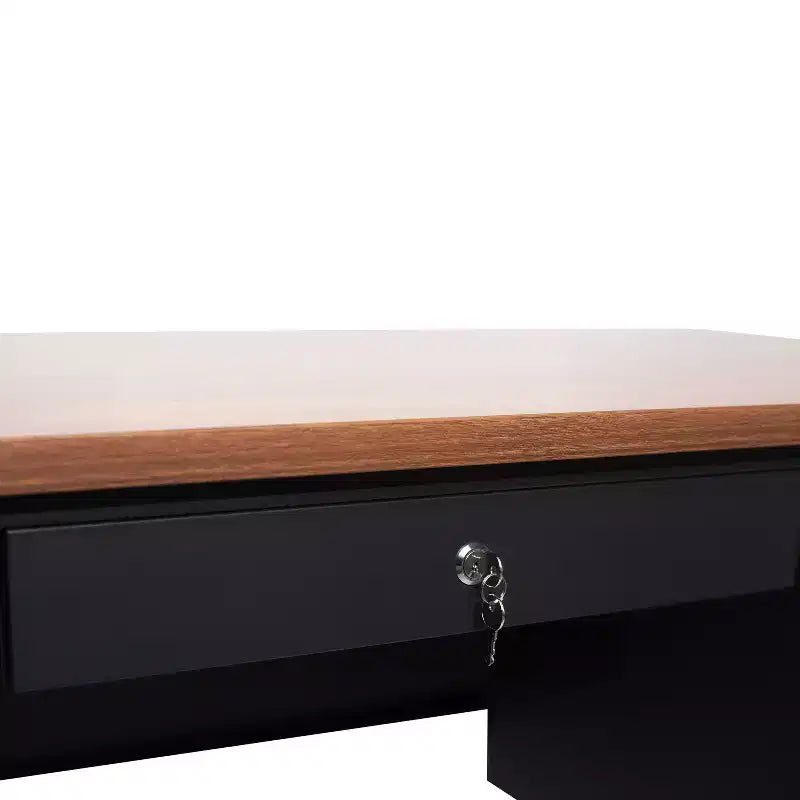 Bureau simple piédestal Flash Furniture Cambridge de qualité commerciale avec tiroirs verrouillables et cadre métallique