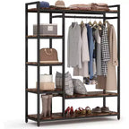Lantine Freestanding Closet Organizer, Heavy Duty Clothes Closet, Portable Garment Rack with 6 Shelves and Hanging rod