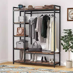 Organisateur de placard autoportant Lantine, Armoire à vêtements robuste, Penderie portable avec 6 étagères et une tringle de suspension