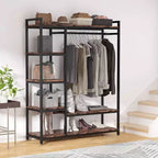 Organisateur de placard autoportant Lantine, Armoire à vêtements robuste, Penderie portable avec 6 étagères et une tringle de suspension