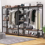 Organisateur de placard autoportant Lantine, Armoire à vêtements robuste, Penderie portable avec 6 étagères et une tringle de suspension