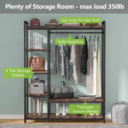 Organisateur de placard autoportant Lantine, Armoire à vêtements robuste, Penderie portable avec 6 étagères et une tringle de suspension