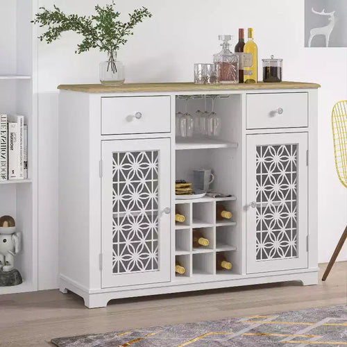 Cave à vin de 47 po avec portes en verre et motif sérigraphié - Festivo
