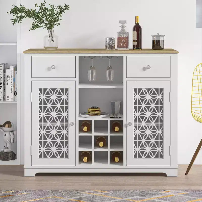 Cave à vin de 47 po avec portes en verre et motif sérigraphié - Festivo