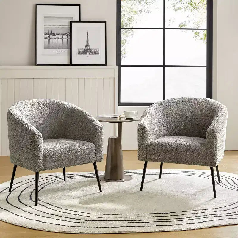 Ensemble de 2 fauteuils modernes en tissu bouclé Guy avec pieds en métal ART OF LIVING DESIGNS
