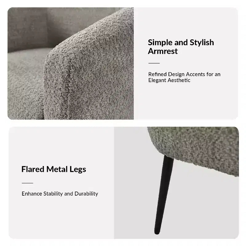Ensemble de 2 fauteuils modernes en tissu bouclé Guy avec pieds en métal ART OF LIVING DESIGNS