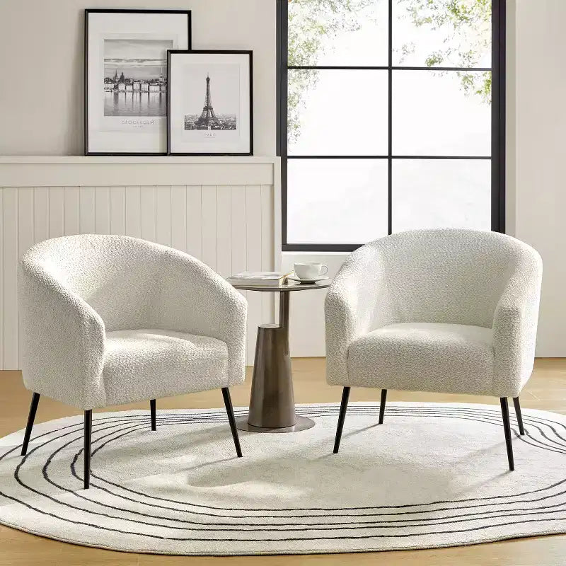 Ensemble de 2 fauteuils modernes en tissu bouclé Guy avec pieds en métal ART OF LIVING DESIGNS