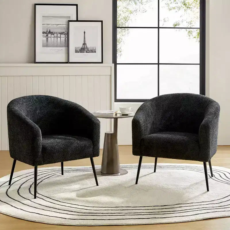 Ensemble de 2 fauteuils modernes en tissu bouclé Guy avec pieds en métal ART OF LIVING DESIGNS