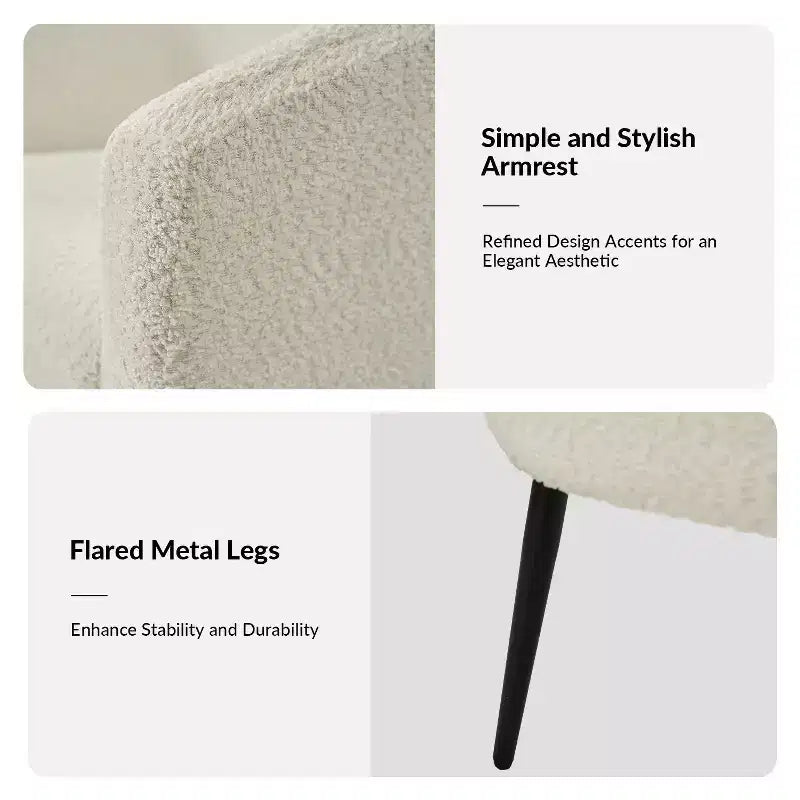 Ensemble de 2 fauteuils modernes en tissu bouclé Guy avec pieds en métal ART OF LIVING DESIGNS