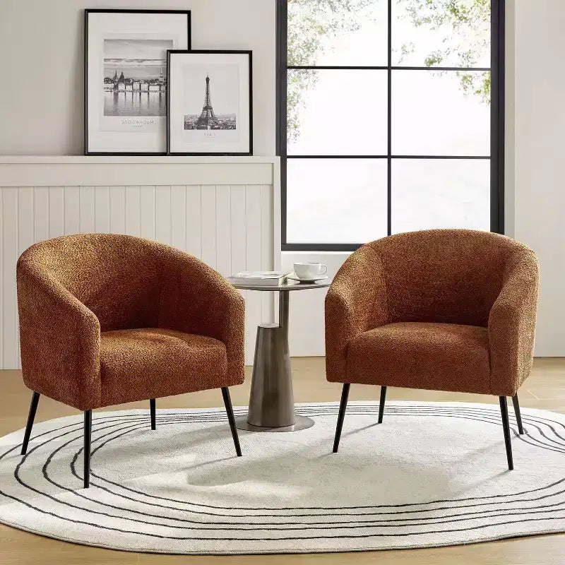 Ensemble de 2 fauteuils modernes en tissu bouclé Guy avec pieds en métal ART OF LIVING DESIGNS