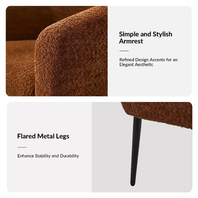 Ensemble de 2 fauteuils modernes en tissu bouclé Guy avec pieds en métal ART OF LIVING DESIGNS