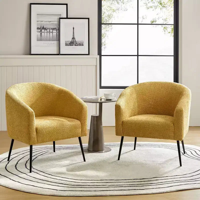 Ensemble de 2 fauteuils modernes en tissu bouclé Guy avec pieds en métal ART OF LIVING DESIGNS