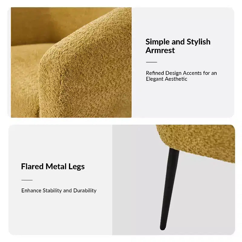 Ensemble de 2 fauteuils modernes en tissu bouclé Guy avec pieds en métal ART OF LIVING DESIGNS