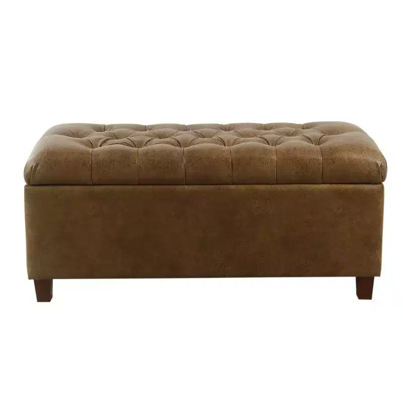 Banc de rangement capitonné en similicuir Ainsley - HomePop