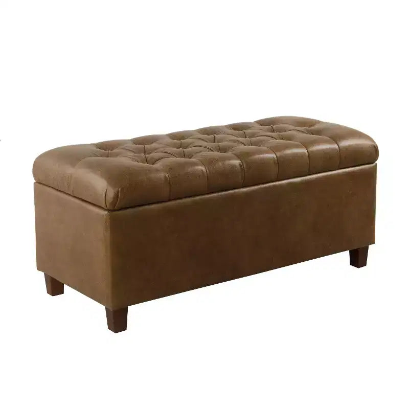 Banc de rangement capitonné en similicuir Ainsley - HomePop