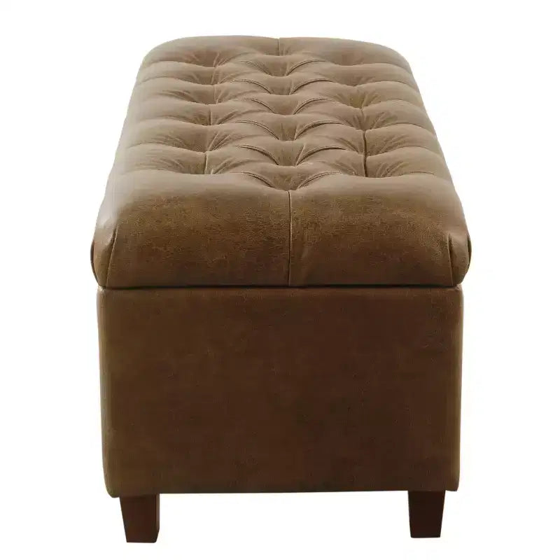 Banc de rangement capitonné en similicuir Ainsley - HomePop