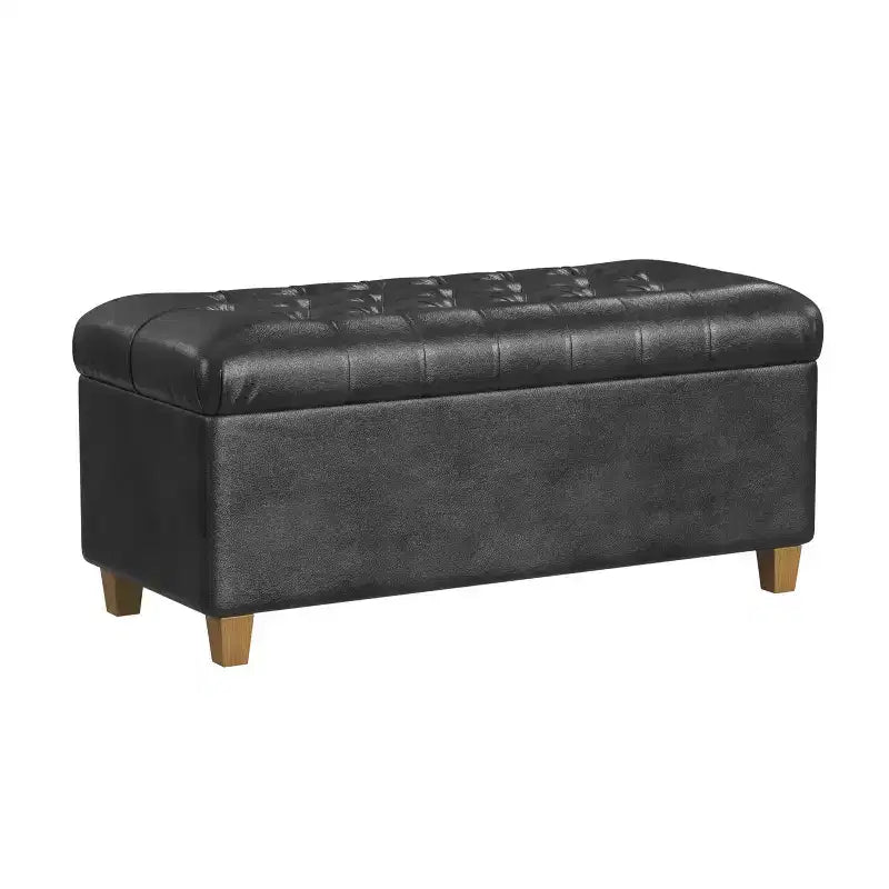 Banc de rangement capitonné en similicuir Ainsley - HomePop