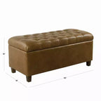 Banc de rangement capitonné en similicuir Ainsley - HomePop