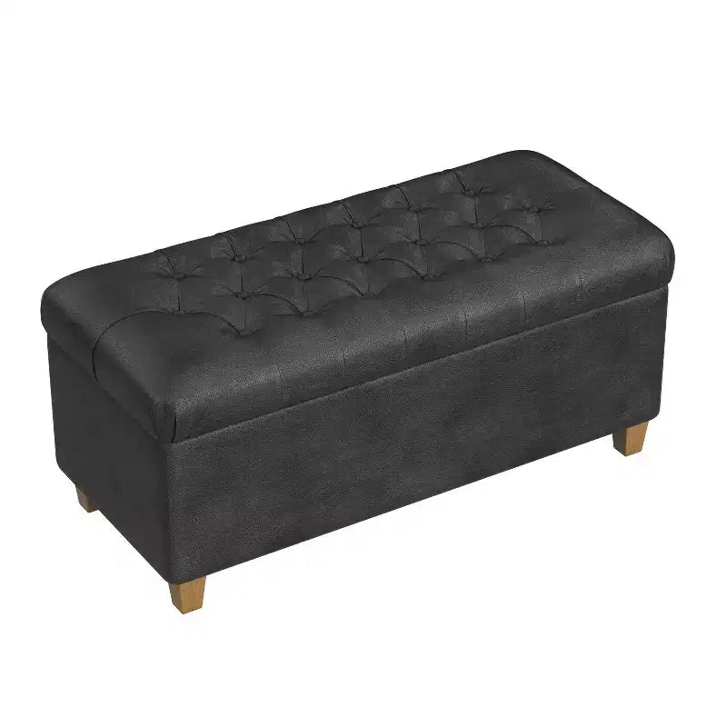 Banc de rangement capitonné en similicuir Ainsley - HomePop