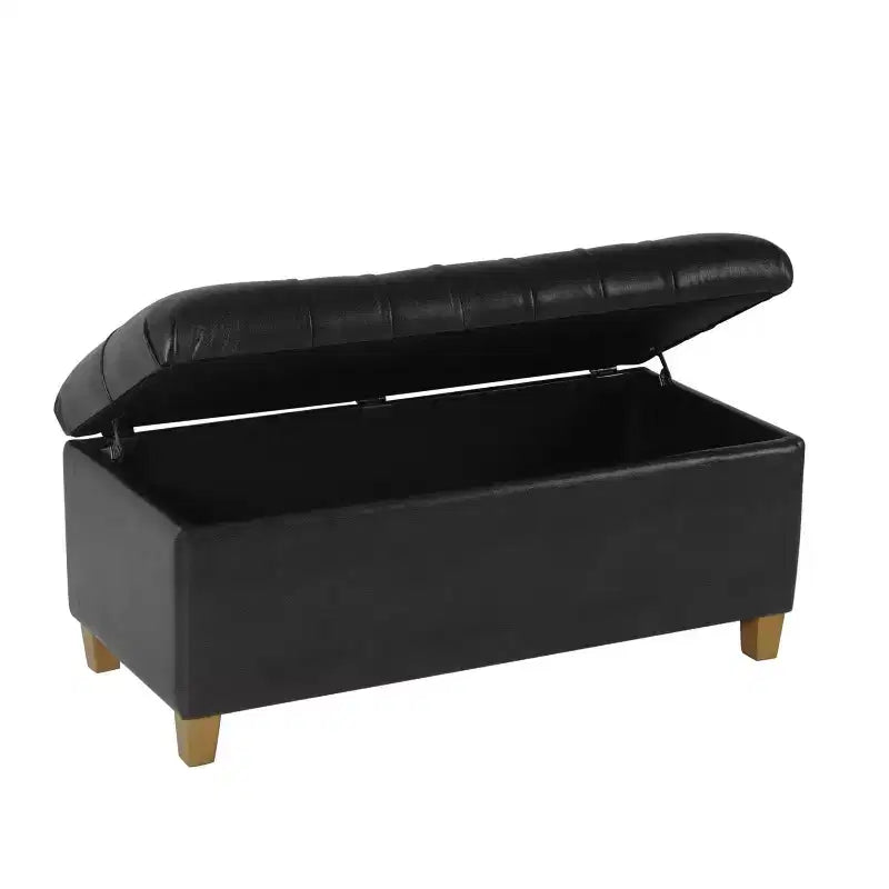 Banc de rangement capitonné en similicuir Ainsley - HomePop