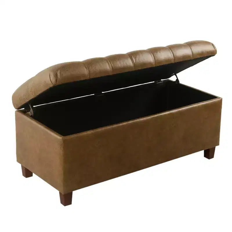 Banc de rangement capitonné en similicuir Ainsley - HomePop