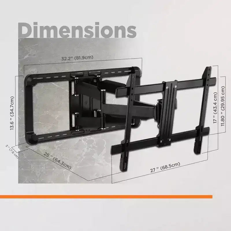 Support mural TV pleine extension Promounts pour TV 37 - 100 po jusqu'à 68 kg