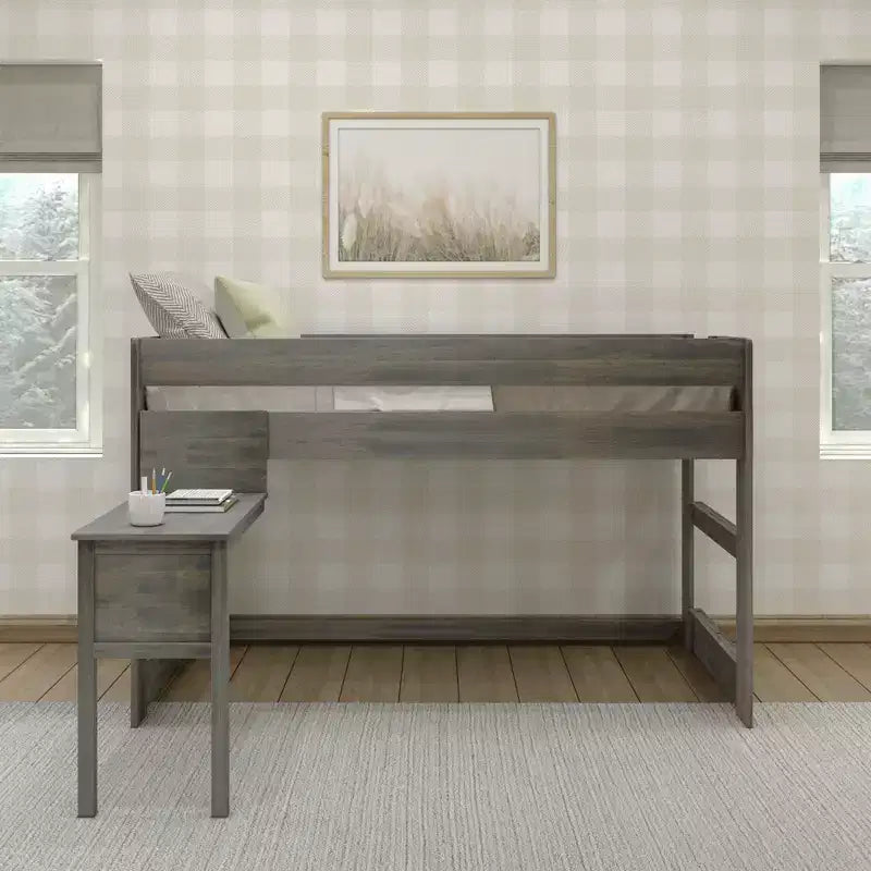 Lit mezzanine en bois massif Max & Lily avec bureau, lit mezzanine moderne de style ferme pour enfants